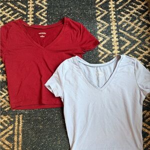 Wild Fable Red and Light Blue V-Neck Tees